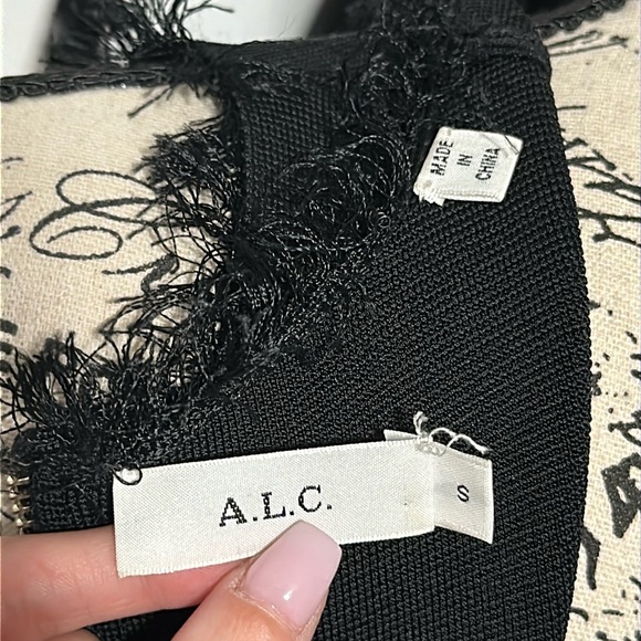 A.L.C Black A-Line Crew Neck Fringe Trim Sleeveless Black Midi Dr… - Picture 8 of 14